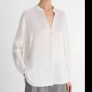 Vince Ivory Silk Sheer Blouse Sz 4